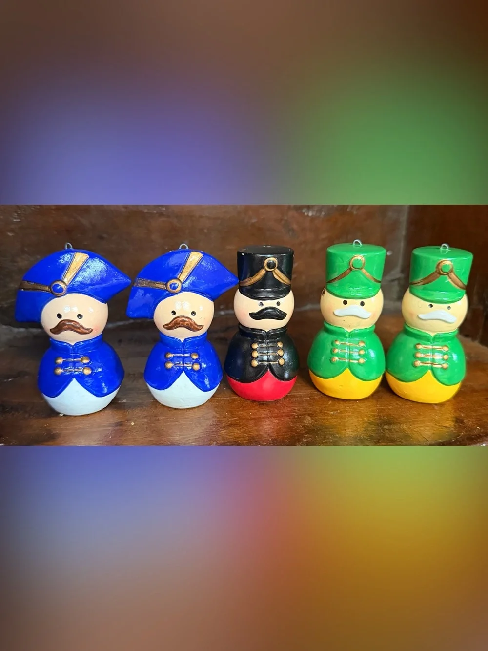Various Vintage Holiday Wooden Captains Set of 5 made in Korea